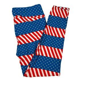 LuLaRoe American Flag Stars Stripes Americana Striped Leggings Tall Curvy TC NEW